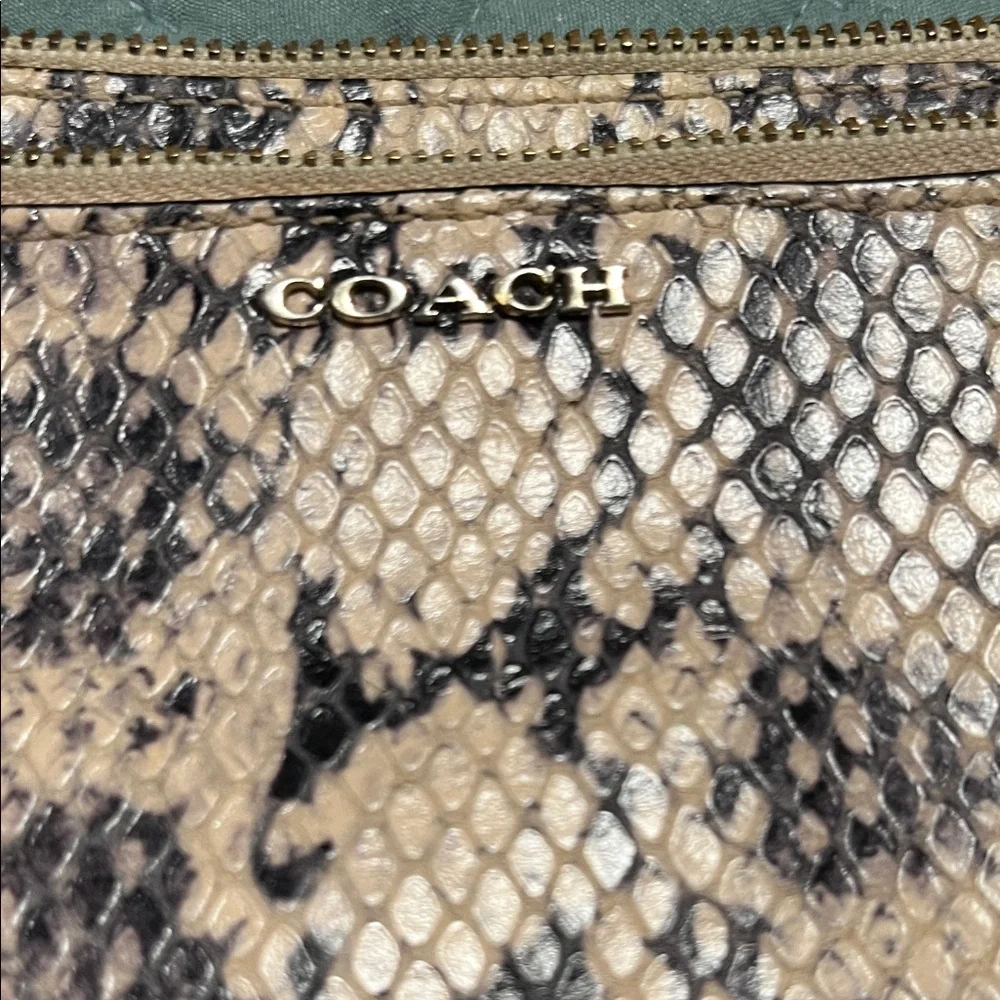 Coach Beige Snake Print small Clutch